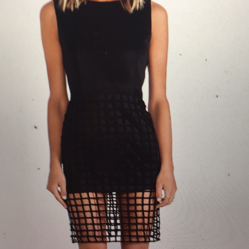Joa caged overlay xs black dress